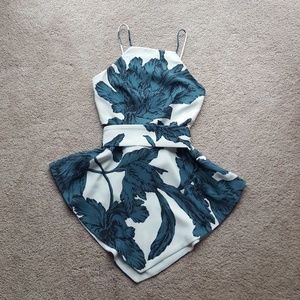 Green and white floral top